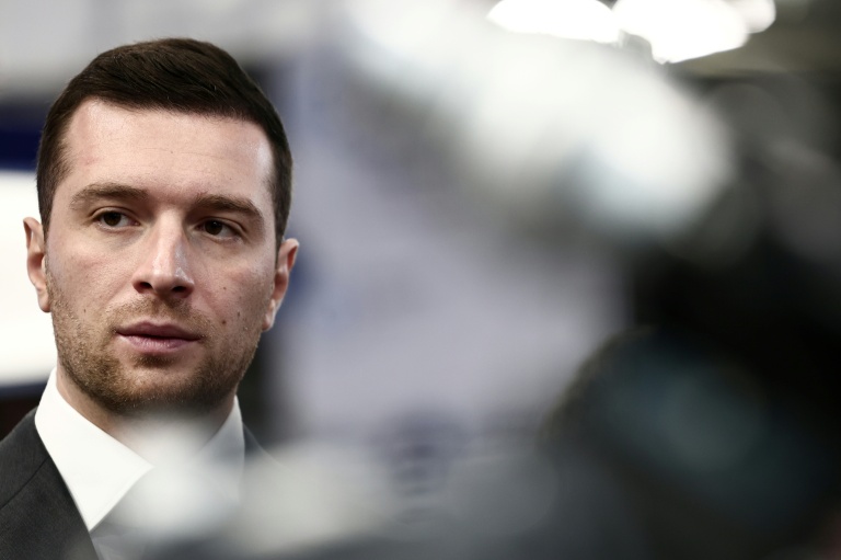 Le président du Rassemblement national Jordan Bardella à Villepinte le 19 novembre 2025