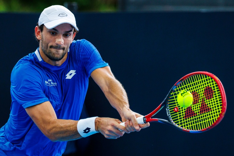 Le Monégasque Valentin Vacherot, lors de son math du premier tour du tournoi ATP 250 de Brisbane contre l'Américain Sebastian Korda, le 5 janvier 2026