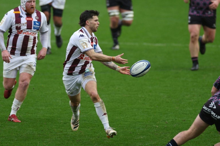 L'ouvreur de Bordeaux-Bègles Matthieu Jalibert dans ses oeuvres contre Bristol en Champions Cup le 18 janvier 2026 à Bristol