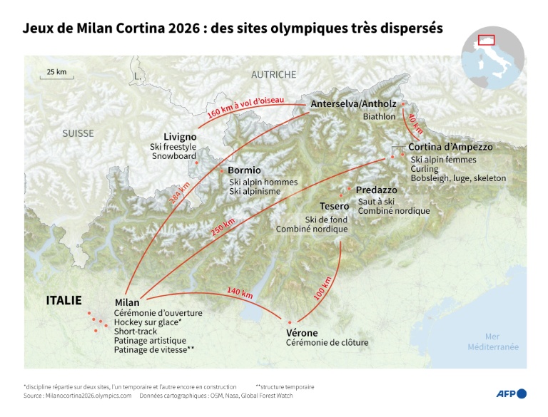 Jeux de Milan Cortina 2026 : des sites olympiques très dispersés