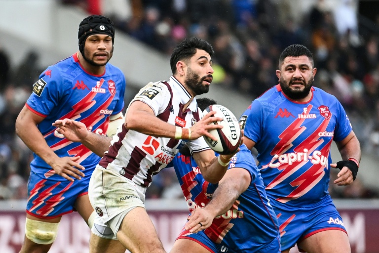 Le Bordelais Romain Buros (C) lors de la défaite face au Stade français (35-34), le 24 janvier 2026 à Bordeaux