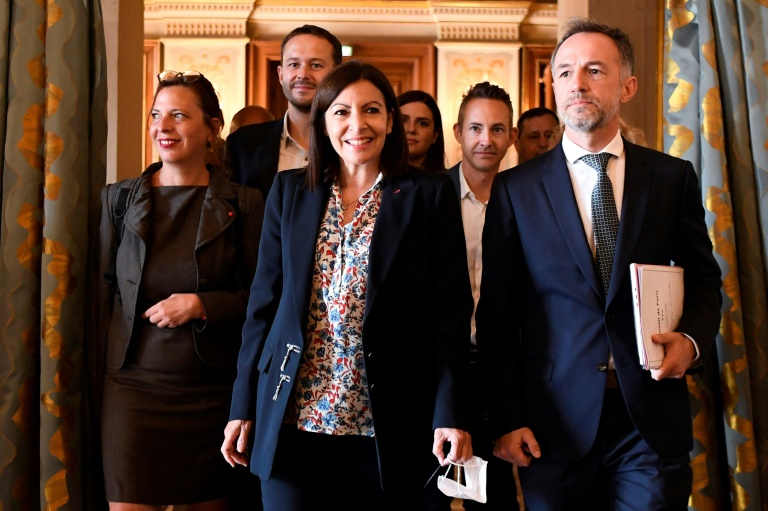 Anne Hidalgo et son premier adjoint Emmanuel Grégoire à l'Hôtel de ville, le 3 juillet 2020