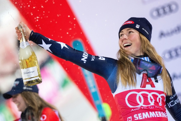 La skieuse américaine Mikaela Shiffrin après sa victoire lors du slalom de Semmering, en Autriche, le 28 décembre 2025