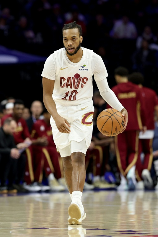 Darius Garland, le meneur des Cleveland Cavaliers, lors d'un match de NBA contre les Philadelphia Sixers, à Philadelphie, le 14 janvier 2026