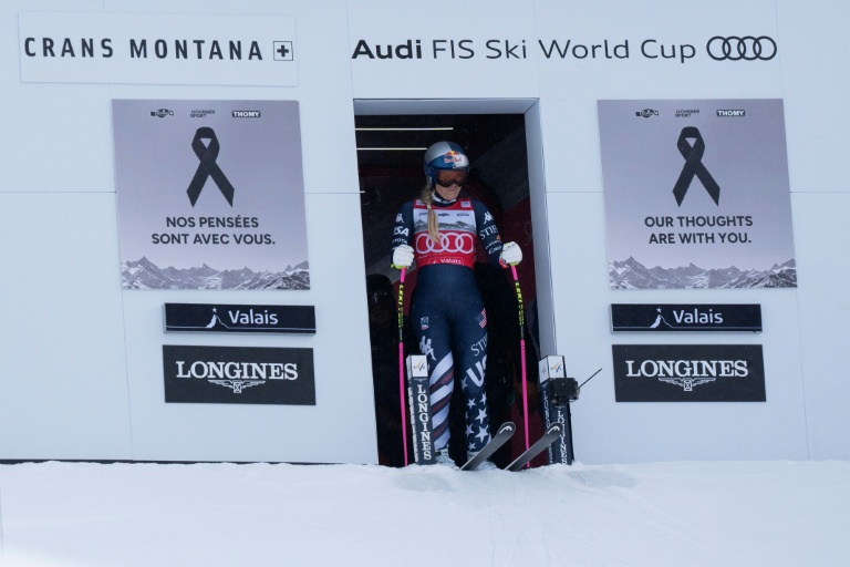 La skieuse américaine Lindsey Vonn au départ de la descente de Crans-Montana (Suisse) où elle s'est blessée à un genou, à une semaine des Jeux d'hiver, le 30 janvier 2026