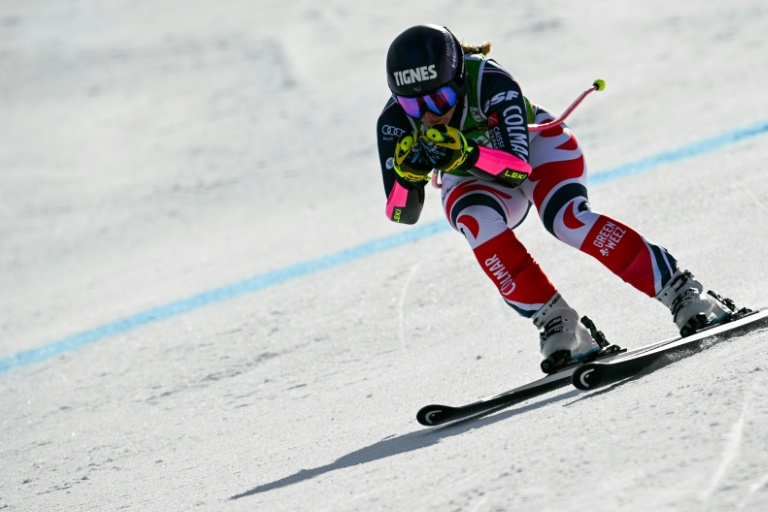 La Française Laura Gauché durant le super-G de Soldeu en Andorre, qu'elle a terminé à la 9e place, le 28 février 2026