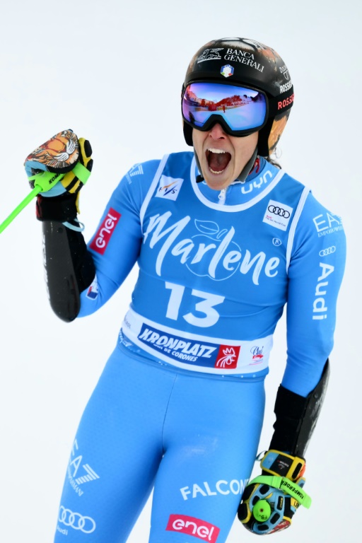 L'Italienne Federica Brignone après son second passage dans le slalom géant de la Coupe du monde de ski à Kronplatz, Plan de Corones, le 20 janvier 2026 en Italie