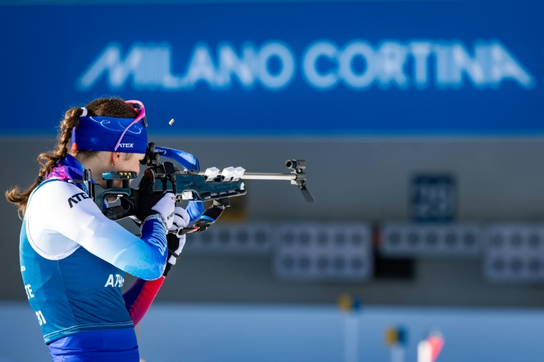 La Slovaque Julia Machyniakova à l'entraînement sur le stade de biathlon des JO-2026 d'Anterselva le 31 janvier 2026