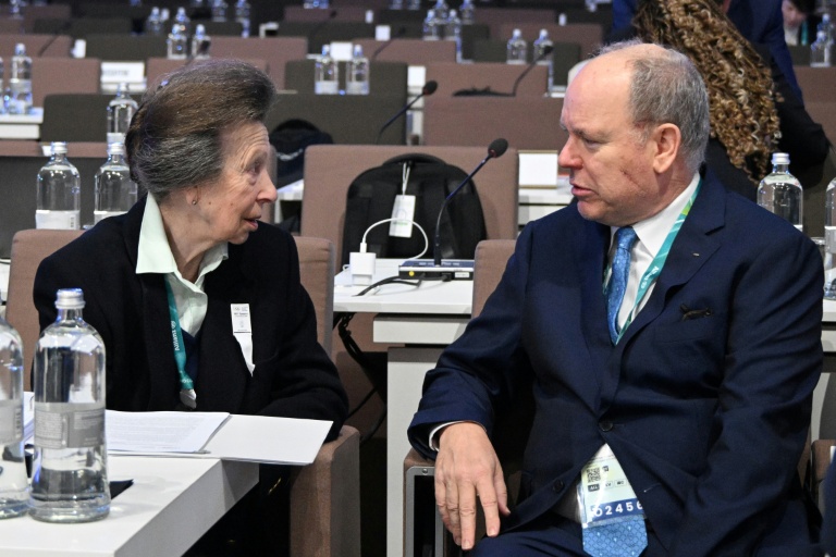 La princesse Anne d'Angleterre (G) s'est entretenu avec le prince Albert II de Monaco mardi en marge de la 145e session du CIO à Milan.