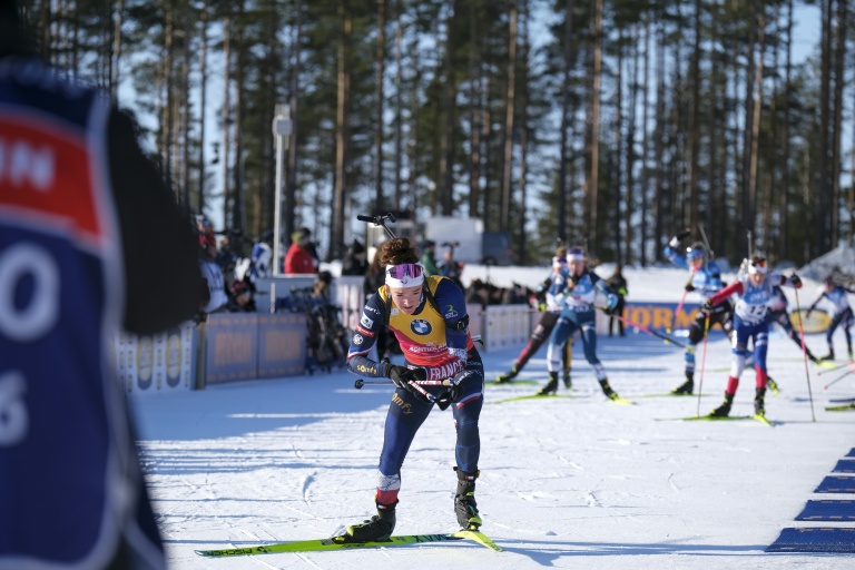 La Française Lou Jeanmonnot durant la mass-start de Kontiolahti en Finlande, le 7 mars 2025