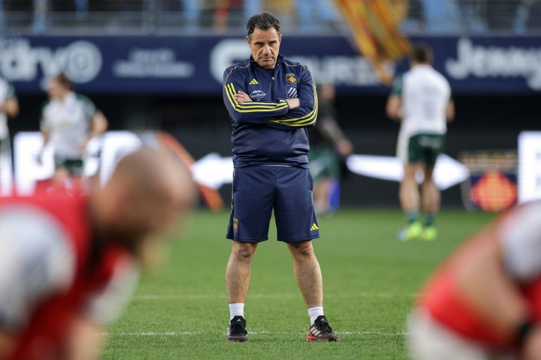 L'entraîneur de Perpignan Laurent Labit avant le match de Top 14 contre la Section Paloise Bearn dans le stade  Aimé-Giral de Perpignan le 22 février 2026 en France