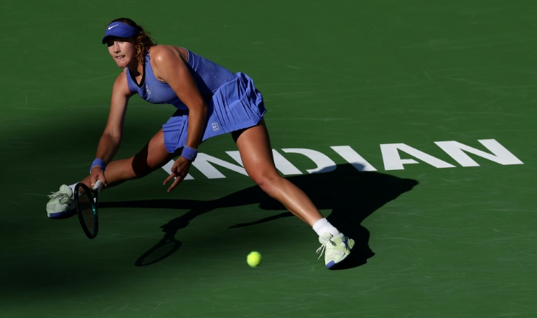 Mirra Andreeva lors de son match du 3e tour d'Indian Wells contre Katerina Siniakova, le 9 mars 2026