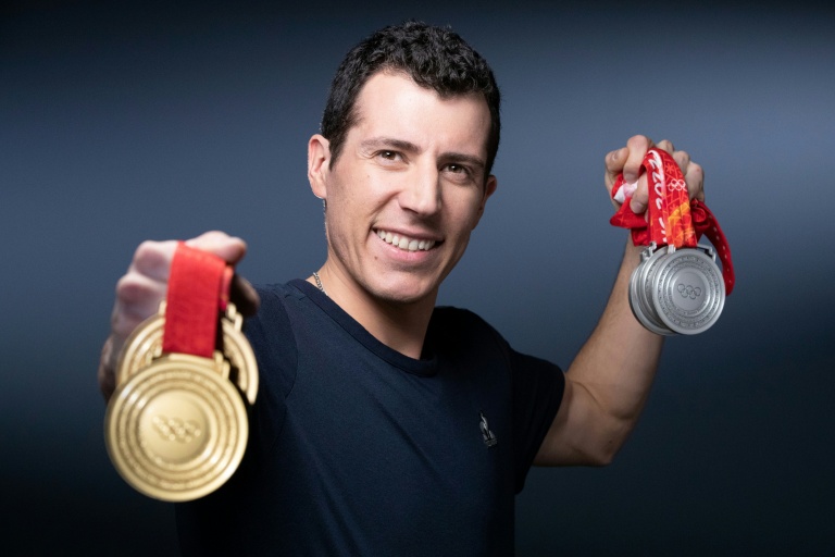 Quentin Fillon Maillet lors d'un shooting photo à Paris, le 23 mars 2022