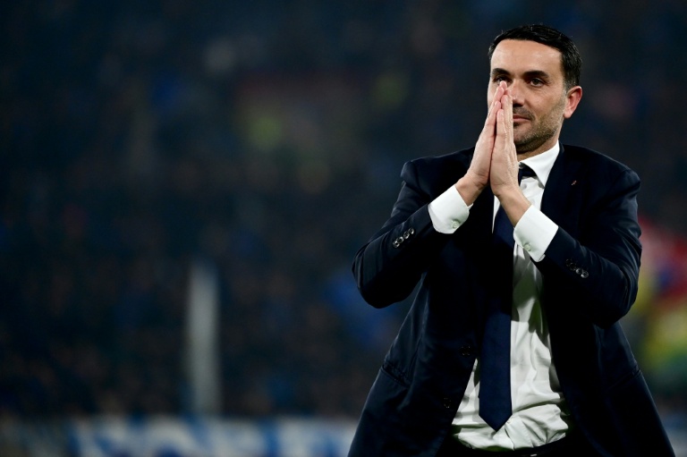 L'entraîneur de l'Atalanta Raffaele Palladino après la qualification de son équipe face à Dortmund pour les 8e de finale de la Ligue des champions le 25 février 2026 à Bergame