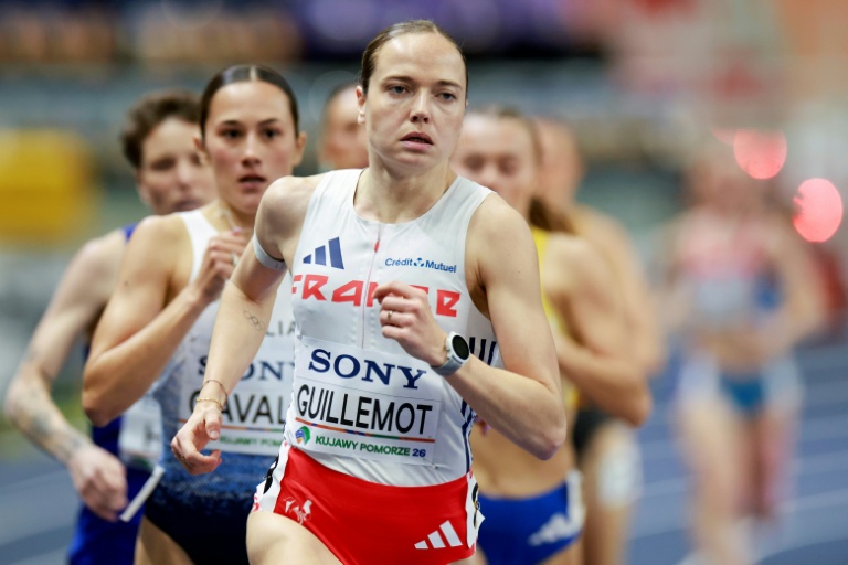 Agathe Guillemot lors d'une série du 1500 m aux Mondiaux de Torun, le 20 mars 2026