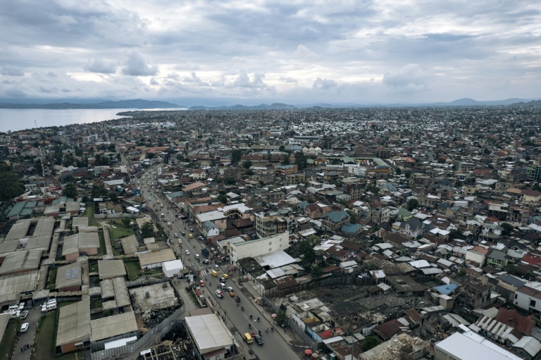 Vue aérienne de la ville de Goma, dans l'est de la RC, le 10 septembre 2023