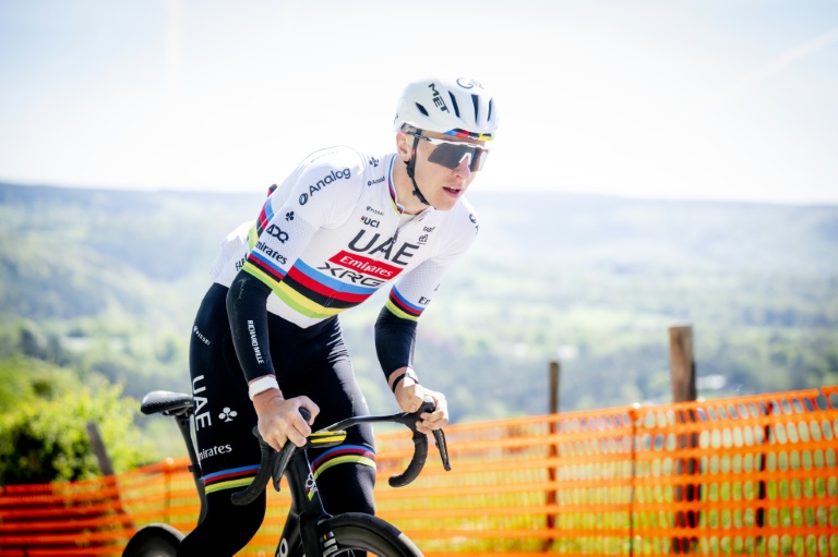 Le Slovène Tadej Pogacar lors d'une sortie de reconnaissance avant Liège-Bastogne-Liège, le 24  avril 2026