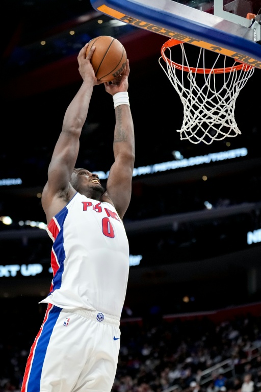 Jalen Duren, des Detroit Pistons, face aux Toronto Raptors le 31 mars 2026 à Detroit, Michigan.