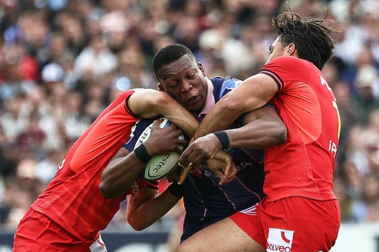 Le joueur de Bordeaux-Bègles Cameron Woki en action durant le quart de finale de Champions Cup remporté contre Toulouse, le 12 avril 2026 à Bordeaux