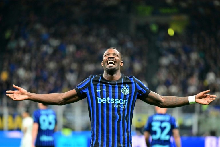 L'avant-centre de l'Inter Milan Marcus Thuram après son but contre l'AS Rome le 5 avril 2026 à San Siro
