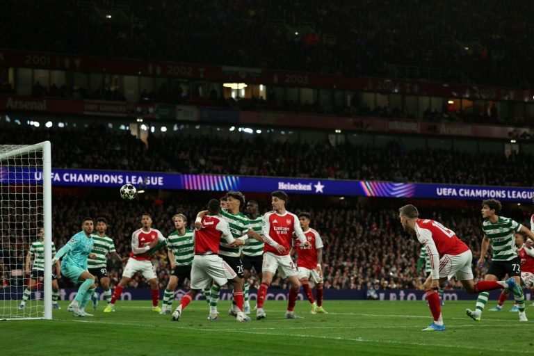 Les joueurs d'Arsenal et du Sporting lors du quart retour de Ligue des champions à l'Emirates Stadium de Londres le 15 avril 2026
