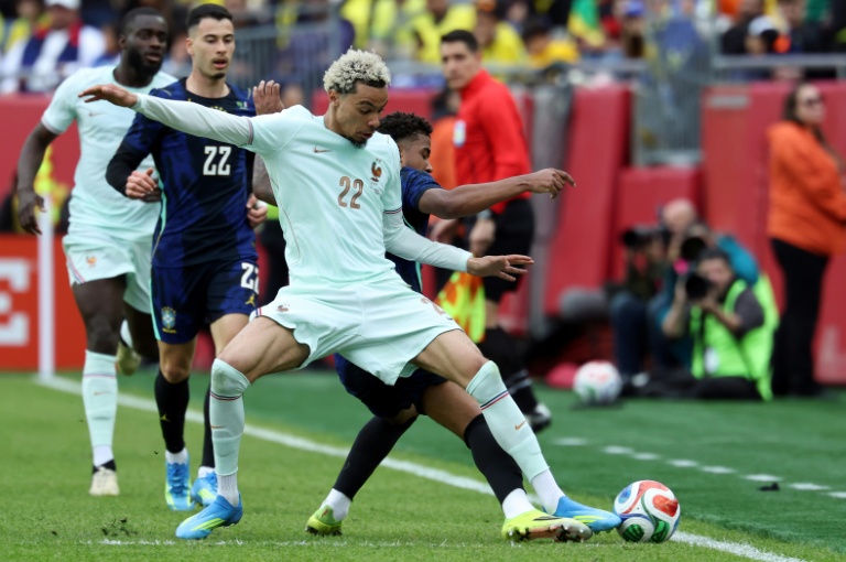 Hugo Ekitike avec les Bleus lors d'un match amical contre le Brésil, le 26 mars 2026 à Foxborough (Etats-Unis)