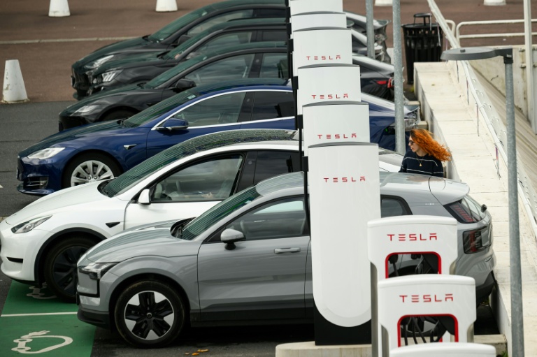 Des voitures électriques en rechargement à Saint-Herblain, le 15 avril 2026 en Loire-Atlantique