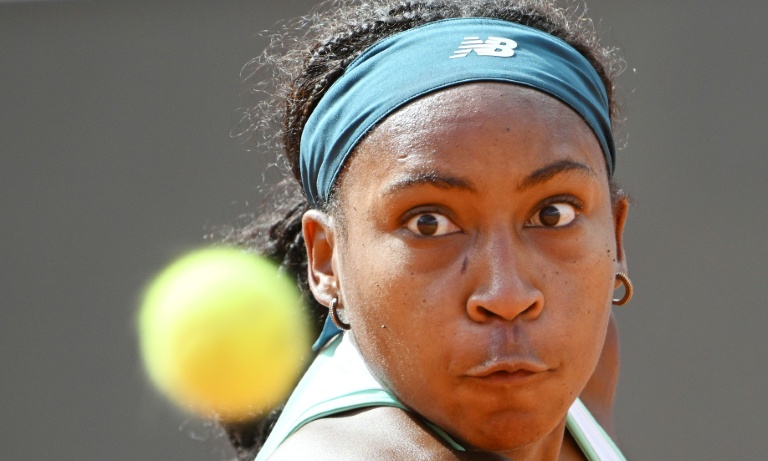 L'Américaine Coco Gauff durant sa demi-finale du tournoi WTA 1000 de Rome contre la Roumaine Sorana Cirstea  le 14 mai 2026 au Foro Italico