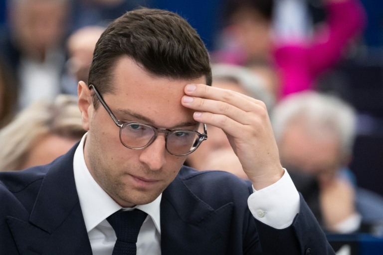 Le président du RN et eurodéputé Jordan Bardella le 20 mai 2026 à Strasbourg au Parlement européen