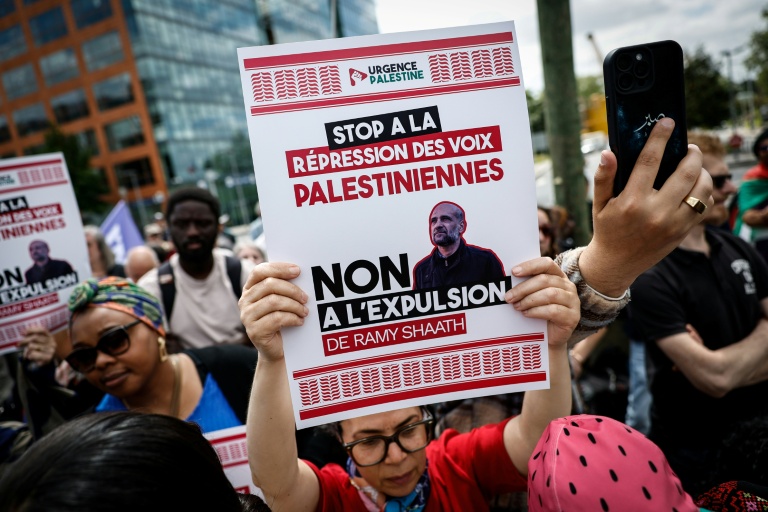 Manifestation de soutien au militant palestinien Ramy Shaath le 21 mai 2026 à Nanterre