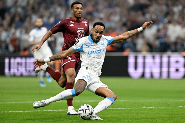 L'attaquant de l'OM Pierre-Emerick Aubameyang face à Metz, le 10 avril 2026 au stade Vélodrome