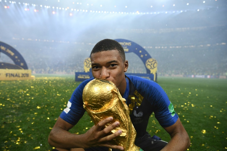 Kylian Mbappe le 15 juillet 2018 au stade Luzhniki de Moscou, où la France a battu la Croatie (4-2) et décroche a deuxième Coupe du monde de son histoire