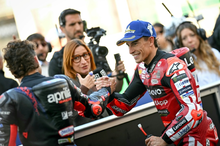 Le septuple champion du monde espagnol Marc Marquez après les qualifications du Grand Prix du Mans en MotoGP le 9 mai 2026