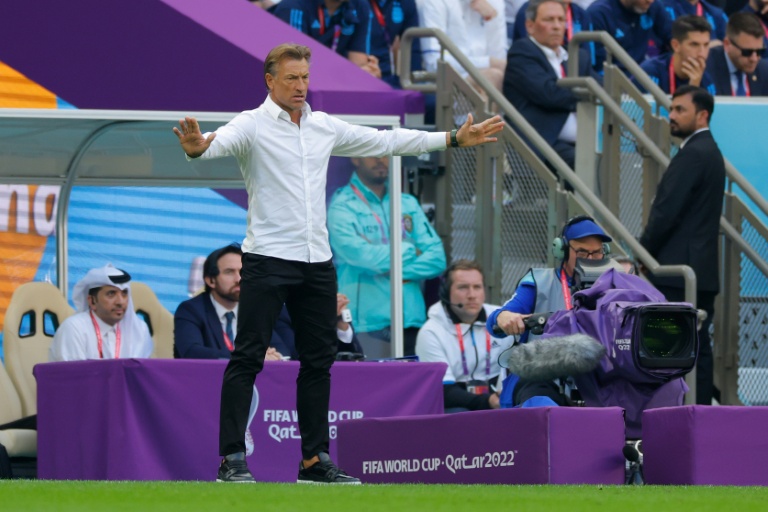 L'entraîneur français Hervé Renard, sélectionneur de l'Arabie saoudite lors du Mondial-2022, ici face à l'Argentine, le 22 novembre 2022 à Lusail en périphérie de Doha