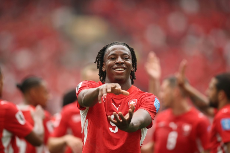 Le milieu de terrain suisse Johan Manzambi après son but contre le Canada lors du match de la Coupe du monde 2026 entre les deux équipes, le 24 juin à Vancouver