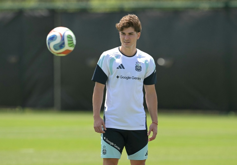 L'avant-centre argentin Julian Alvarez, à l'entraînement avec l'Albiceleste durant la Coupe du monde, le 17 juin 2026 à Kansas City