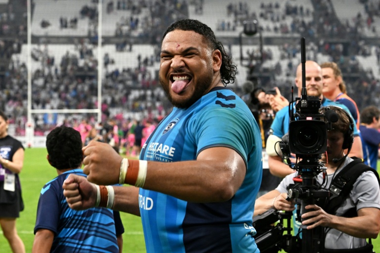 Mohamed Haouas après la victoire de Montpellier contre le Stade français en demi-finale du Top 14, le 20 juin 2026 à Marseille