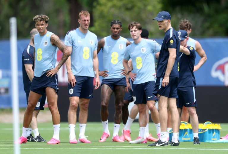 La sélection anglaise, à l'entraînement sous la direction du sélectionneur allemand Thomas Tuchel avant le début du Mondial nord-américain, le 5 juin 2026 à Palm Beach Gardens (Floride)
