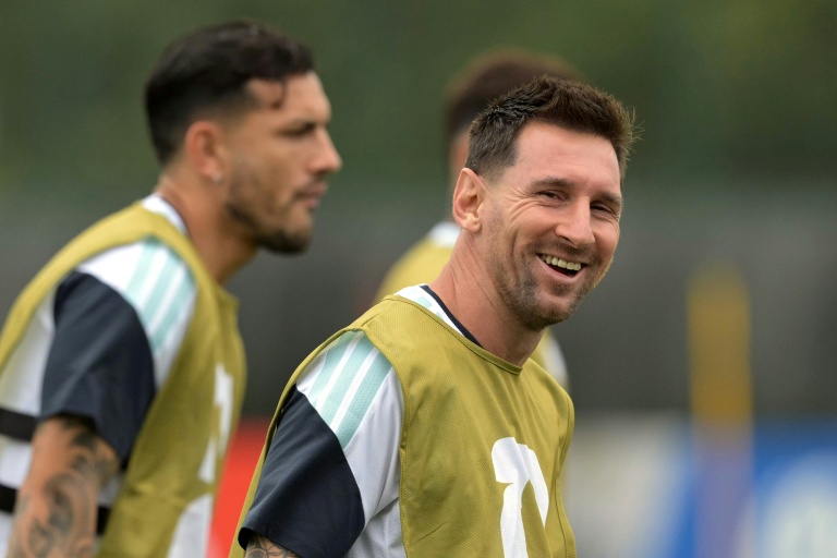 L'attaquant de l'Argentine Lionel Messi à l'entraînement à la veille du match de Coupe du monde contre l'Autriche, le 21 juin 2026 à Kansas City
