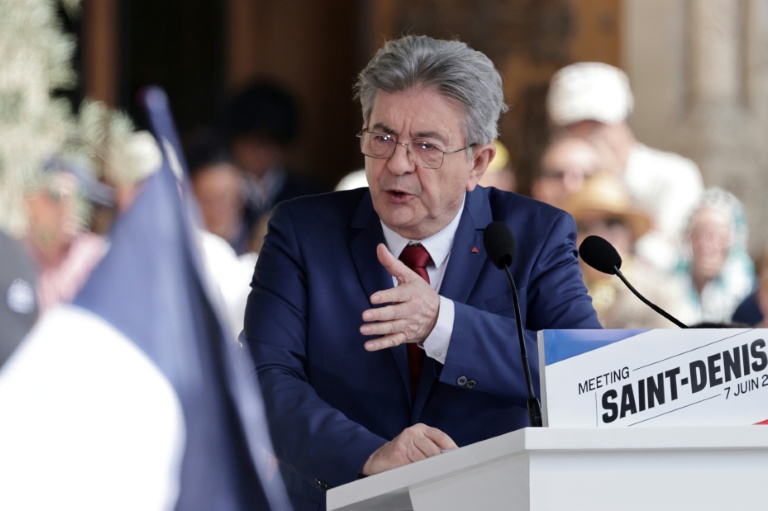Le leader insoumis Jean-Luc Melenchon à Saint-Denis, au nord de Paris, le 7 juin 2026