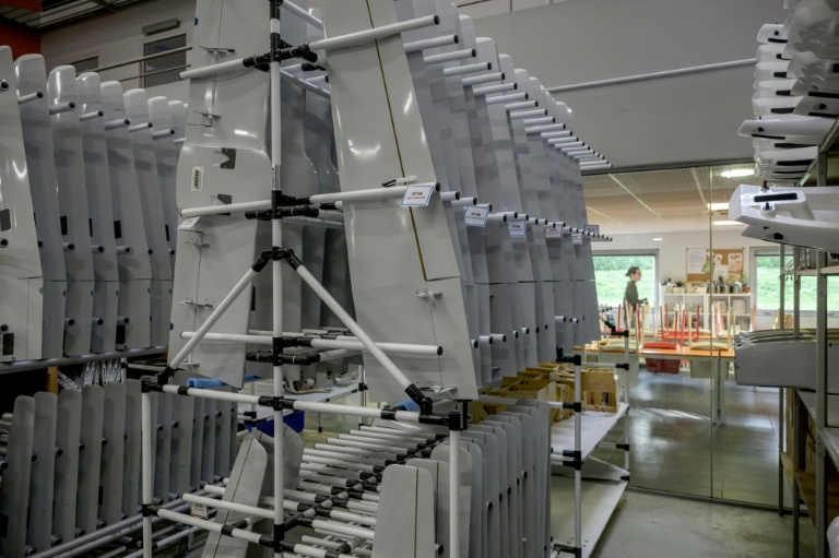 Une zone de production du constructeur de drones miltaires Delair à Labège, près de Toulouse, dans le sud-ouest de la France, le 11 avril 2025