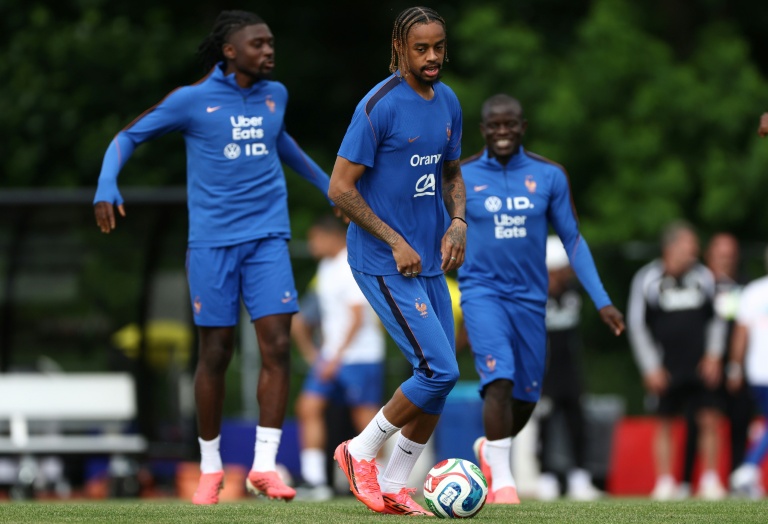 L'attaquant des Bleus Bradley Barcola à l'entrainement de l'équipe de France, à Waltham, près de Boston aux Etats-Unis, le 17 juin 2026