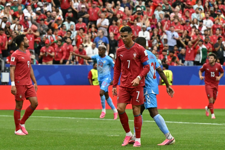 Cristiano Ronaldo (C) durant le match Portugal-RD Congo pour son entrée en lice dans le Mondial, le 17 juin 2026 à Houston