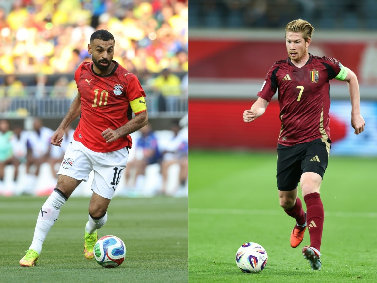 Photomontage des stars de l'Egypte Mohamed Salah (g) et de la Belgique Kevin De Bruyne