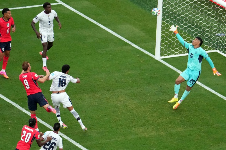 L'attaquant anglais Harry Kane inscrit un but face au Panama, à East Rutherford près de New York, le 28 juin 2026