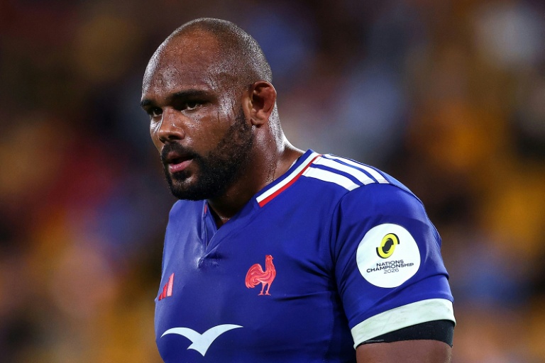 Le pilier Jefferson Poirot au cours du match du XV de France contre l'Australie le 11 juillet 2026 à Brisbane