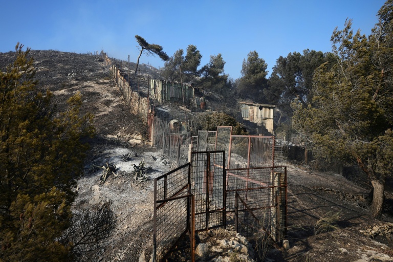 Des constructions détruites après des incendies dans le quartier de l'Estaque, au nord de Marseille, le 8 juillet 2025