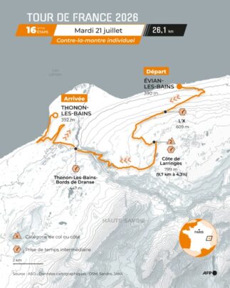 Carte du parcours du contre-la-montre individuel du Tour de France 2026