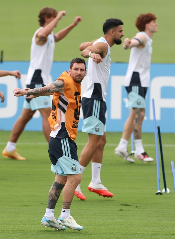 L'Argentin Lionel Messi à l'entraînement à la veille de la demi-finale de Coupe du monde contre l'Angleterre au Atlanta Training Centre le 14 juillet 2026