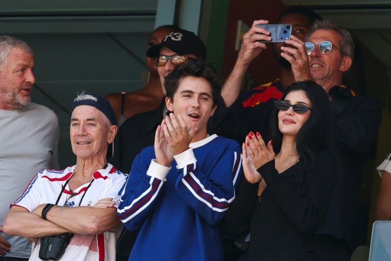 Timothée Chalamet et Kylie Jenner avant la finale du Mondial entre l'Espagne et l'Argentine, le 19 juillet 2026 à East Rutherford près de New York